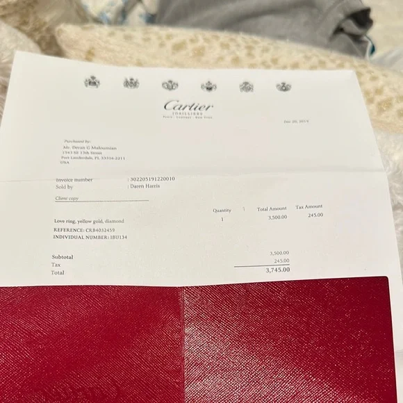 Cartier Gold Band with 3 Diamond Accents - Picture 4 of 5